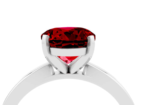 White gold Round Cut Ruby Solitaire Engagement Ring with Classic Band and Four-Prong Setting_28