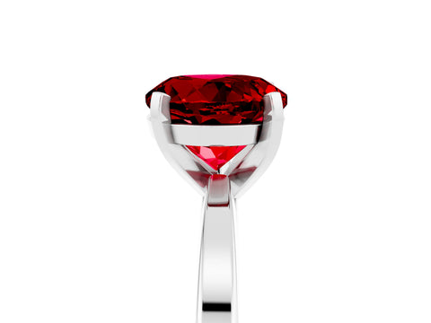 White gold Round Cut Ruby Solitaire Engagement Ring with Classic Band and Four-Prong Setting_29