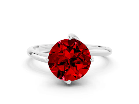 White gold Round Cut Ruby Solitaire Engagement Ring with Four-Prong Setting and Classic Band_36