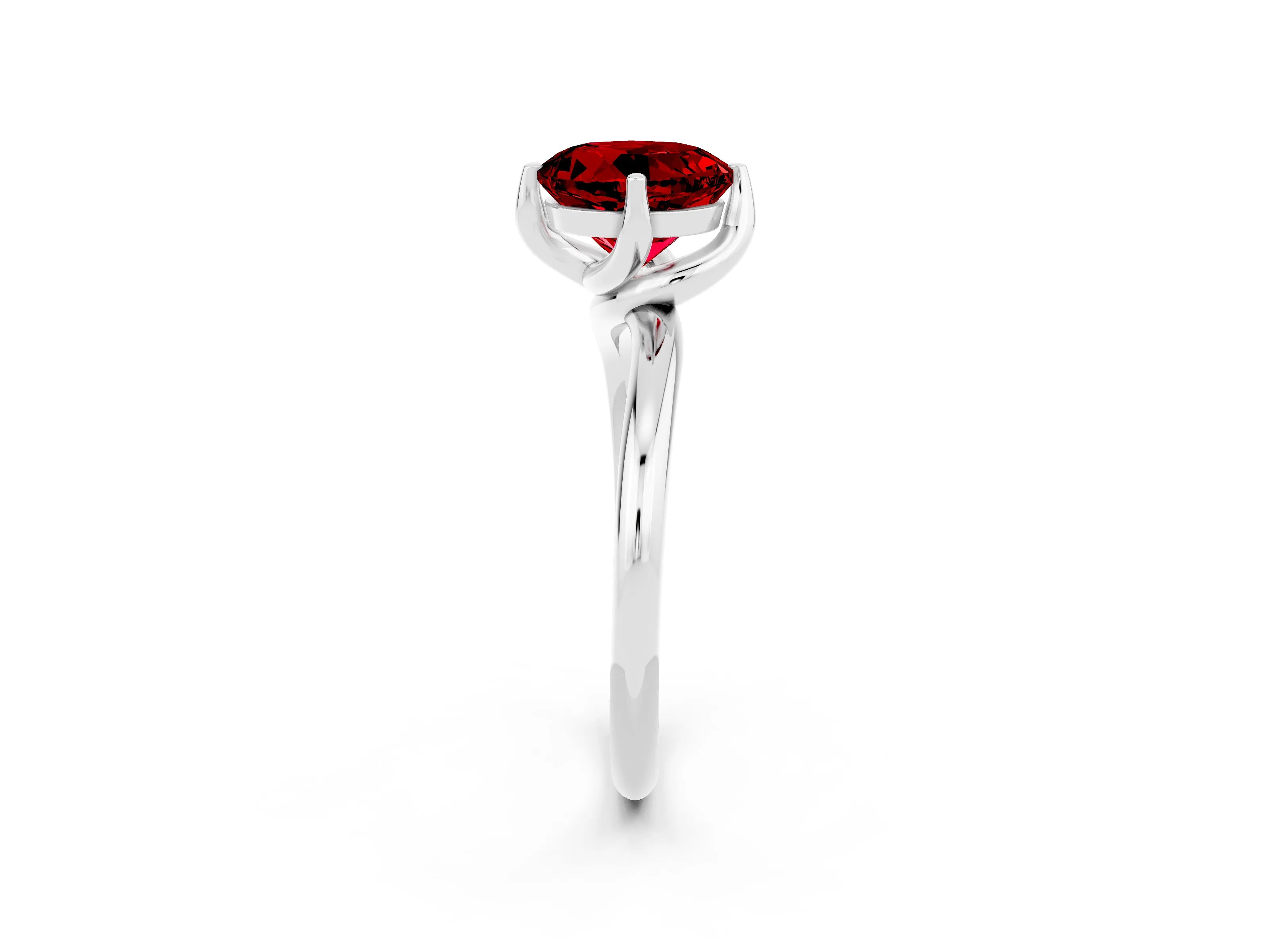 White gold Round Cut Ruby Solitaire Engagement Ring with Four-Prong Setting and Classic Band_37