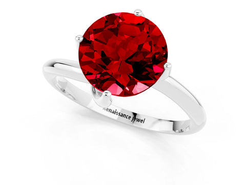 White gold Round Cut Ruby Solitaire Engagement Ring with Four-Prong Setting and Classic Band_37
