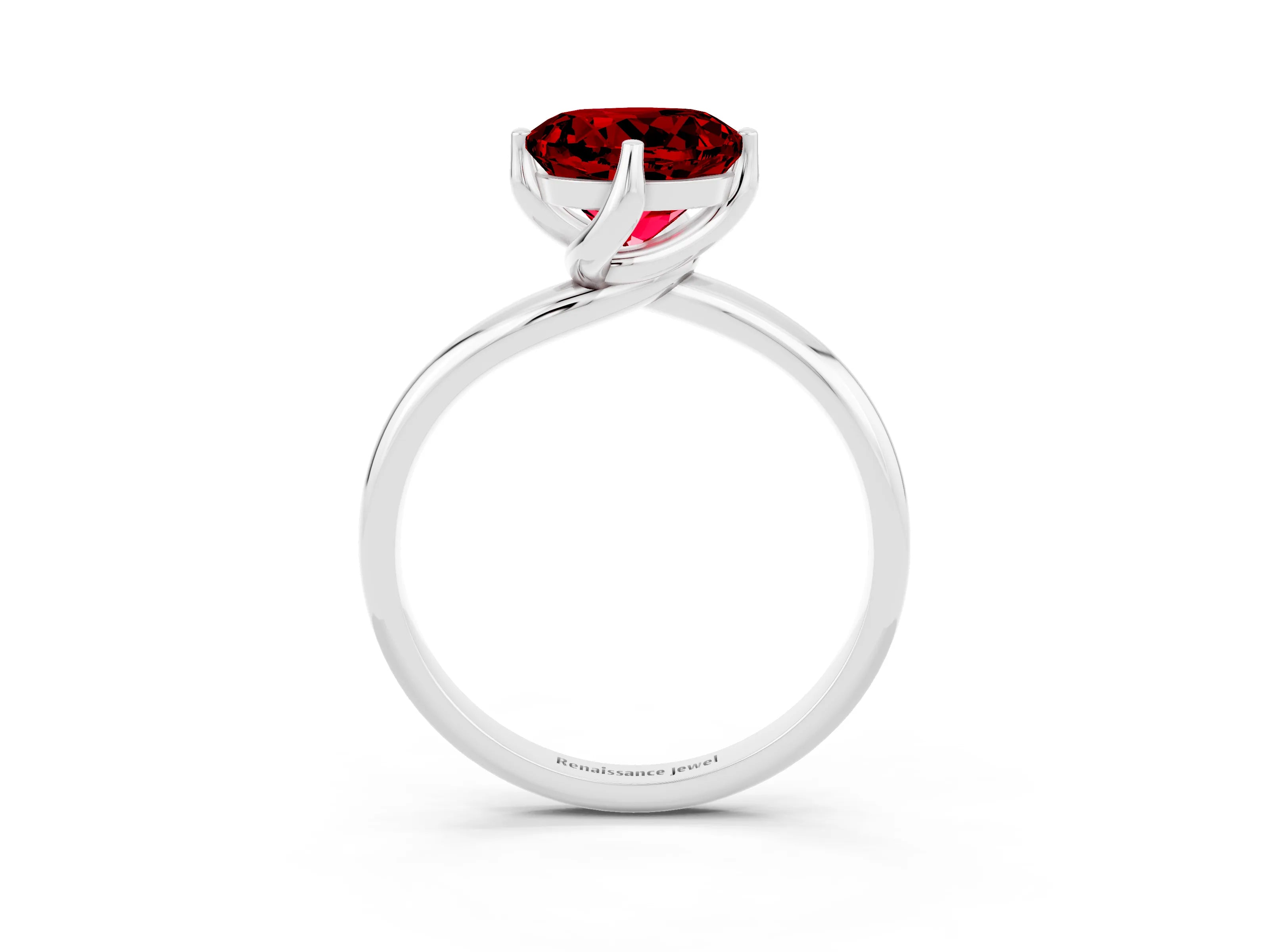 White gold Round Cut Ruby Solitaire Engagement Ring with Four-Prong Setting and Classic Band_39