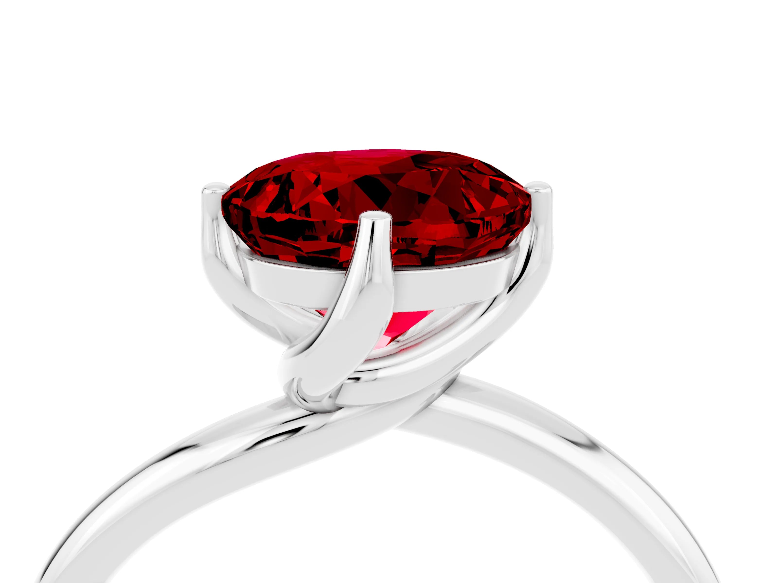 White gold Round Cut Ruby Solitaire Engagement Ring with Four-Prong Setting and Classic Band_40
