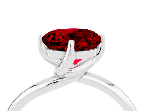 White gold Round Cut Ruby Solitaire Engagement Ring with Four-Prong Setting and Classic Band_40