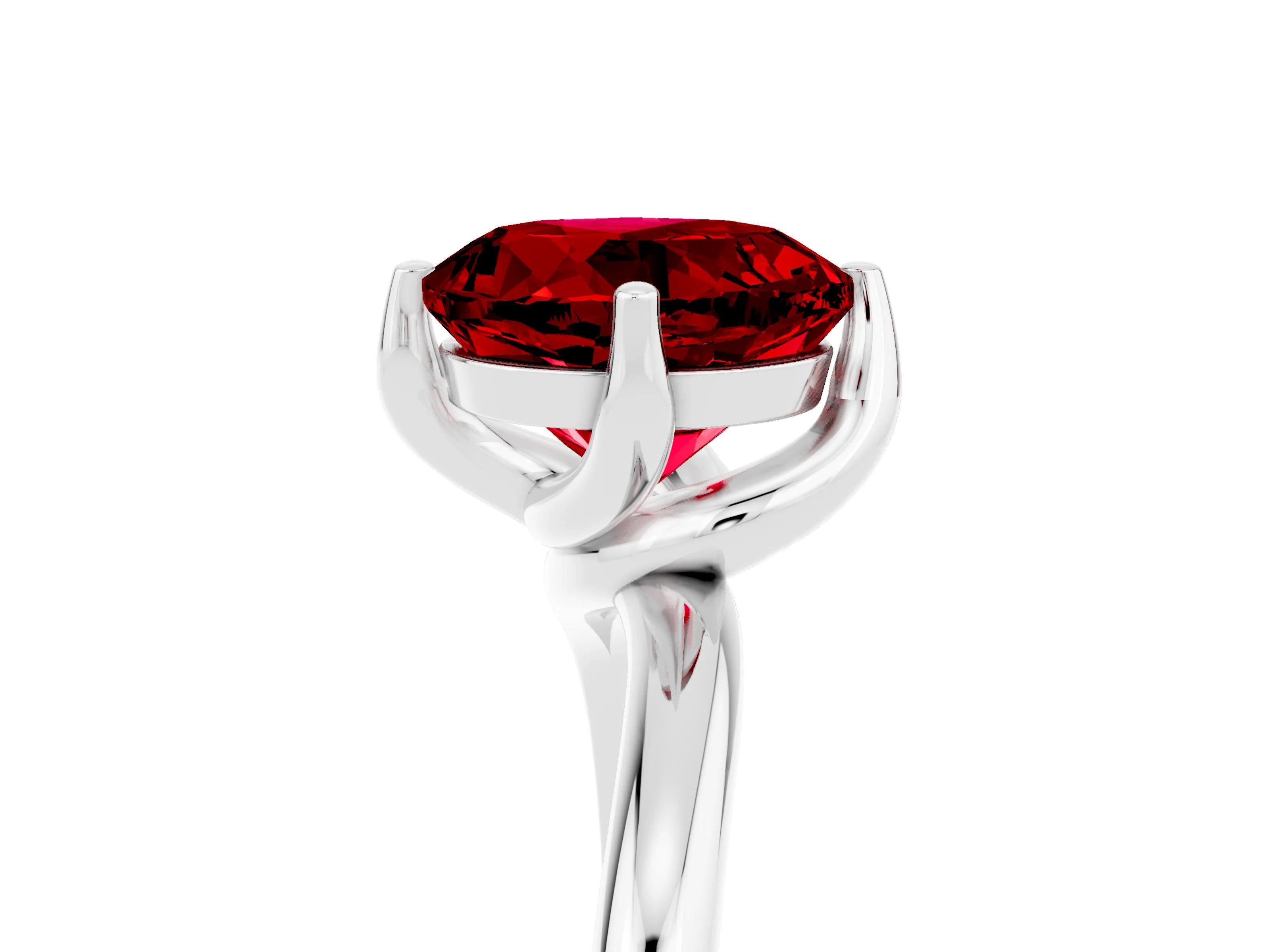 White gold Round Cut Ruby Solitaire Engagement Ring with Four-Prong Setting and Classic Band_41