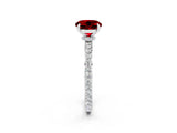 White gold Round Cut Ruby Solitaire Engagement Ring with Pavé Band and Four-Prong Setting_2