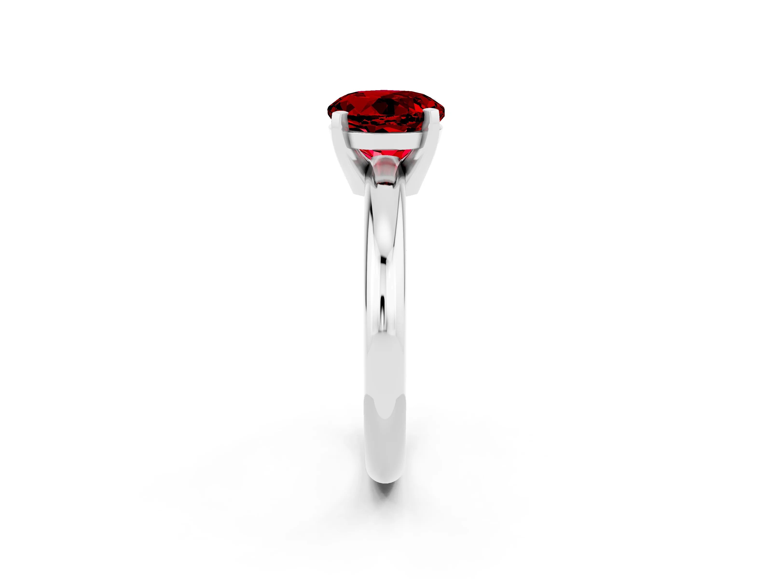 White gold Round Cut Ruby Solitaire Engagement Ring with Round Band and Four-Prong Setting_2