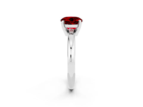 White gold Round Cut Ruby Solitaire Engagement Ring with Round Band and Four-Prong Setting_2