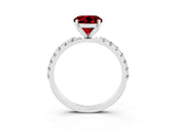 White gold Round Cut Ruby Solitaire Pavé Band with Four-Prong Setting_3