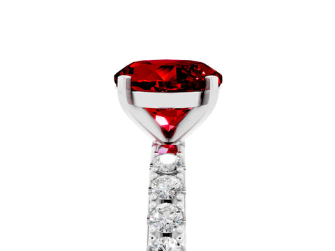 White gold Round Cut Ruby Solitaire Pavé Band with Four-Prong Setting_5
