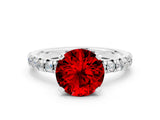 White gold Round Cut Ruby Solitaire Pavé Engagement Ring with Round Band and Prong Setting_12