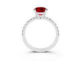 White gold Round Cut Ruby Solitaire Pavé Engagement Ring with Round Band and Prong Setting_15