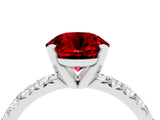White gold Round Cut Ruby Solitaire Pavé Engagement Ring with Round Band and Prong Setting_16