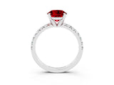 White gold Round Cut Ruby Solitaire Pavé Engagement Ring with Round Band and Prong Setting_75