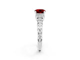 White gold Round Cut Ruby Solitaire Ring with Filigree Band and Four-Prong Setting_26