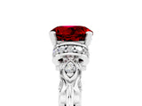 White gold Round Cut Ruby Solitaire Ring with Filigree Band and Four-Prong Setting_29