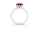 White gold Round Cut Ruby Solitaire Ring with Flower Prong Setting and Classic Band_15