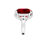White gold Round Cut Ruby Solitaire Ring with Flower Prong Setting and Classic Band_17