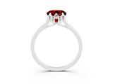 White gold Round Cut Ruby Solitaire Ring with Flower Prong Setting and Classic Band_18