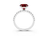White gold Round Cut Ruby Solitaire Ring with Pavé Accents and Four-Prong Setting_3