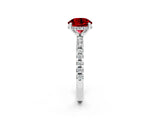 White gold Round Cut Ruby Solitaire Ring with Pavé Band and Four-Prong Setting_26