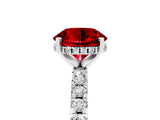 White gold Round Cut Ruby Solitaire Ring with Pavé Band and Four-Prong Setting_29
