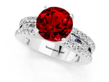 White gold Round Cut Ruby Solitaire Ring with Pavé and Channel Set Band_1