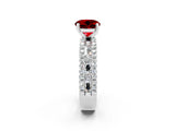 White gold Round Cut Ruby Solitaire Ring with Pavé and Channel Set Band_2