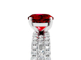 White gold Round Cut Ruby Solitaire Ring with Pavé and Channel Set Band_5