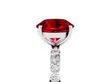 White gold Round Cut Ruby Solitaire Ring with Pave Band and Four Prong Setting_29