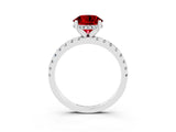 White gold Round Cut Ruby Solitaire Ring with Round  Pavé Band and Four-Prong Setting_51
