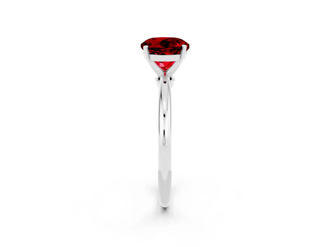 White gold Round Cut Ruby Solitaire Ring with Six-Prong Setting and Classic Band_26