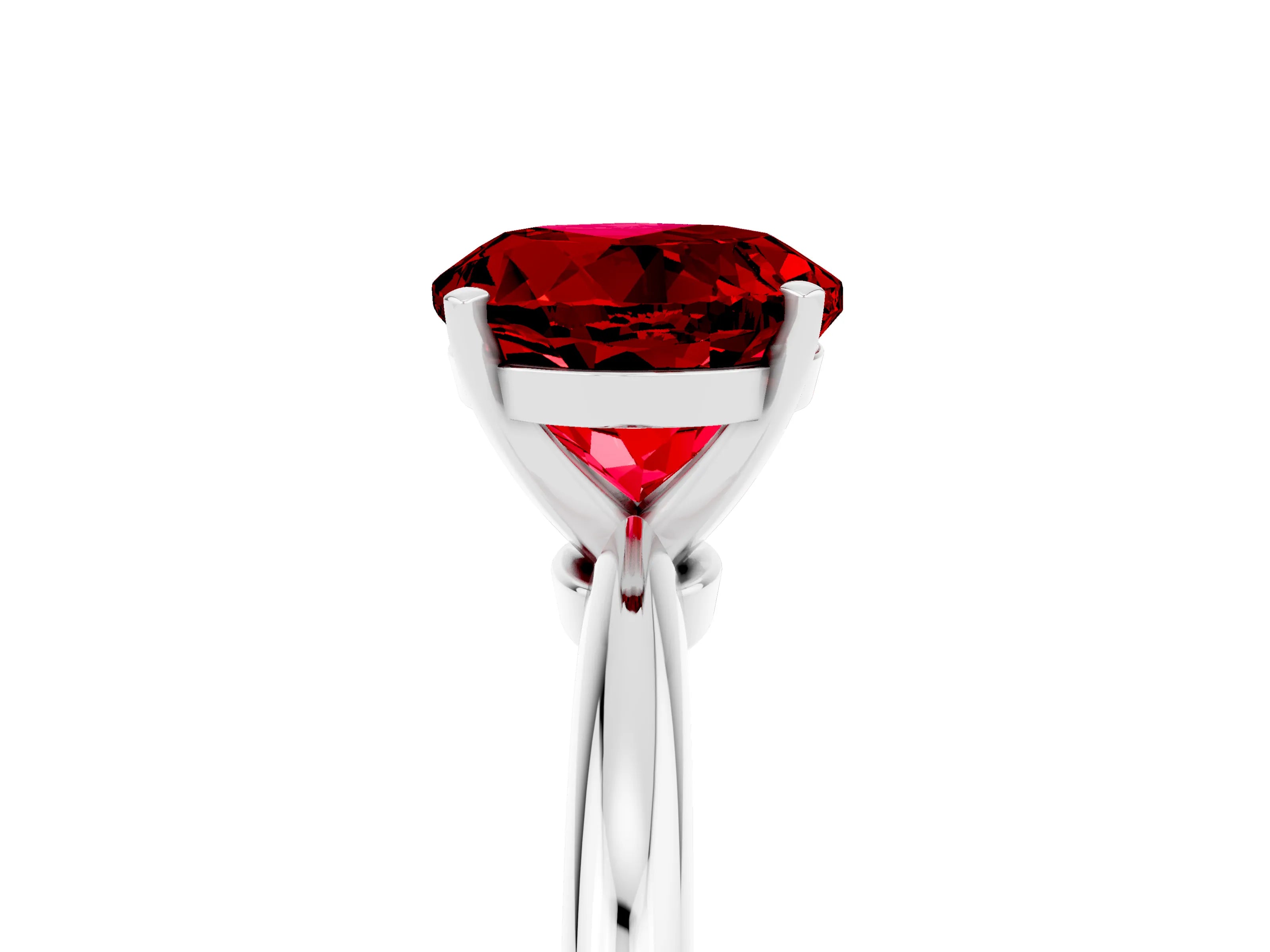 White gold Round Cut Ruby Solitaire Ring with Six-Prong Setting and Classic Band_29