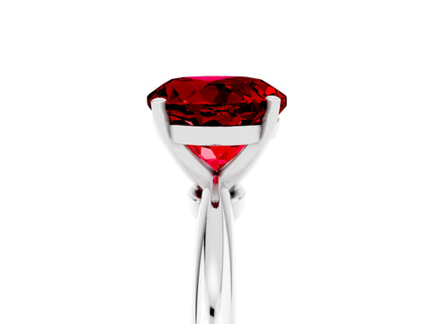 White gold Round Cut Ruby Solitaire Ring with Six-Prong Setting and Classic Band_41
