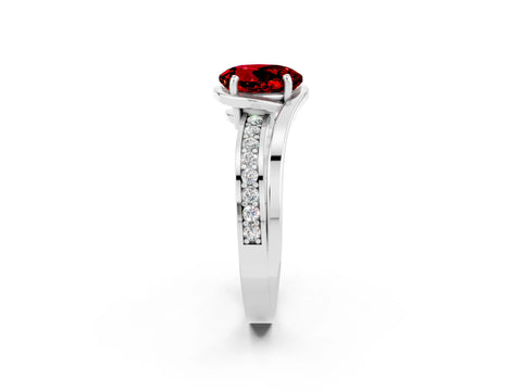 White gold Round Cut Ruby Solitaire Ring with Split Shank and Prong Setting_2