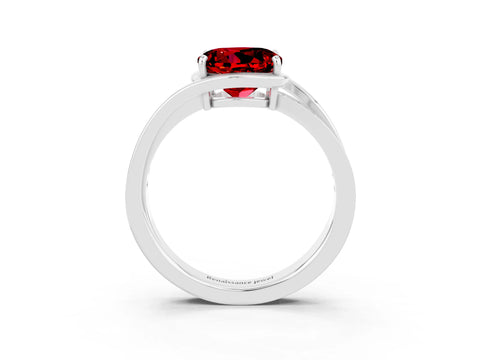 White gold Round Cut Ruby Solitaire Ring with Split Shank and Prong Setting_3