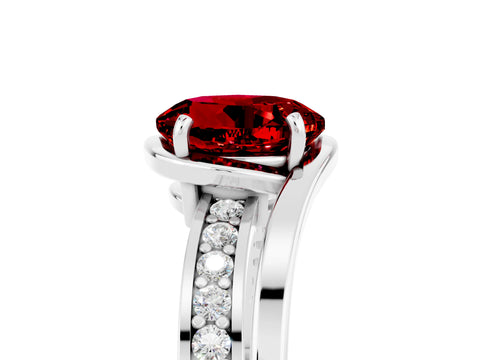 White gold Round Cut Ruby Solitaire Ring with Split Shank and Prong Setting_5