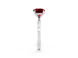 White gold Round Cut Ruby Solitaire Ring with Thin Band and Four-Prong Setting_14
