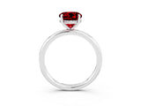 White gold Round Cut Ruby Solitaire Ring with Thin Band and Four-Prong Setting_15