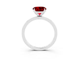 White gold Round Cut Ruby Solitaire Ring with Thin Band and Prong Setting_15
