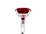 White gold Round Cut Ruby Solitaire Ring with Thin Band and Prong Setting_17