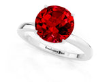 White gold Round Cut Ruby Solitaire Ring with Thin Band and Prong Setting_37