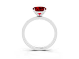 White gold Round Cut Ruby Solitaire Ring with Thin Band and Prong Setting_39
