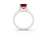 White gold Round Cut Ruby Solitaire Ring with Wide Band and Prong Setting_3