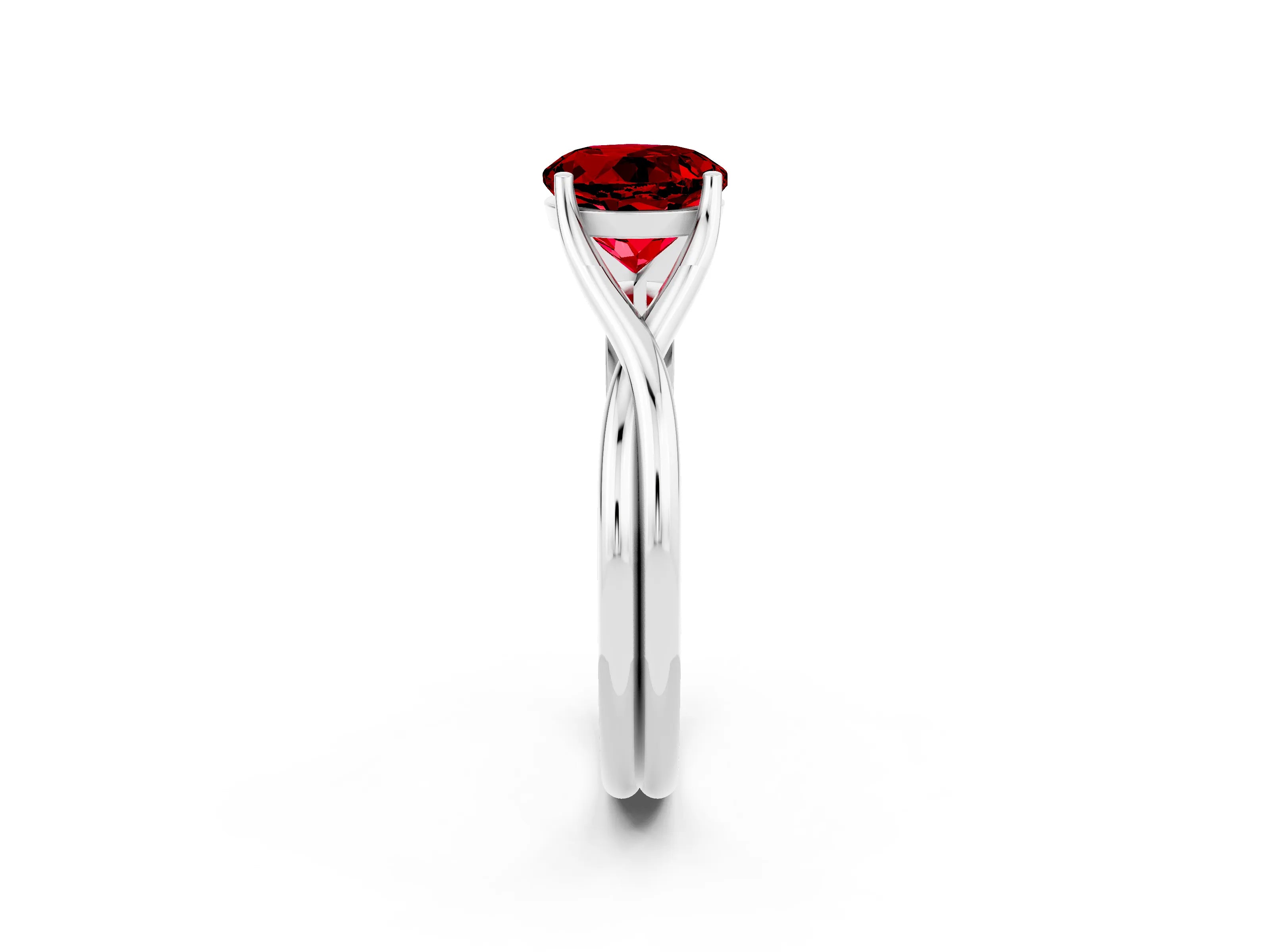 White gold Round Cut Ruby Solitaire Twist Band Prong Setting Ring_38