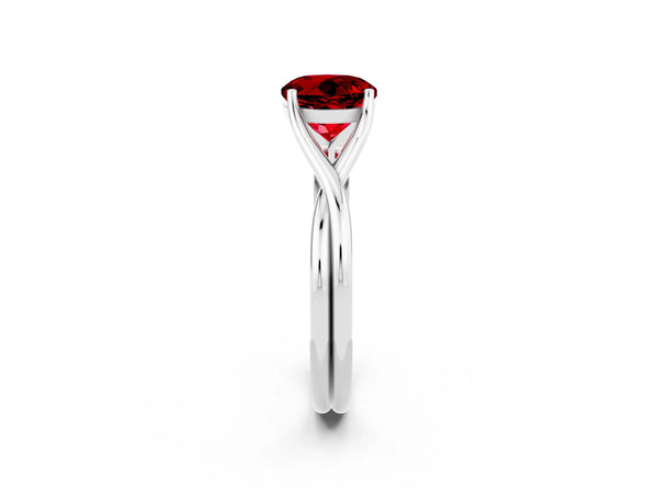 Platinum Round Cut Ruby Solitaire Twist Band Prong Setting Ring
