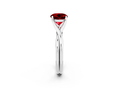 White gold Round Cut Ruby Solitaire Twist Band Prong Setting Ring_38