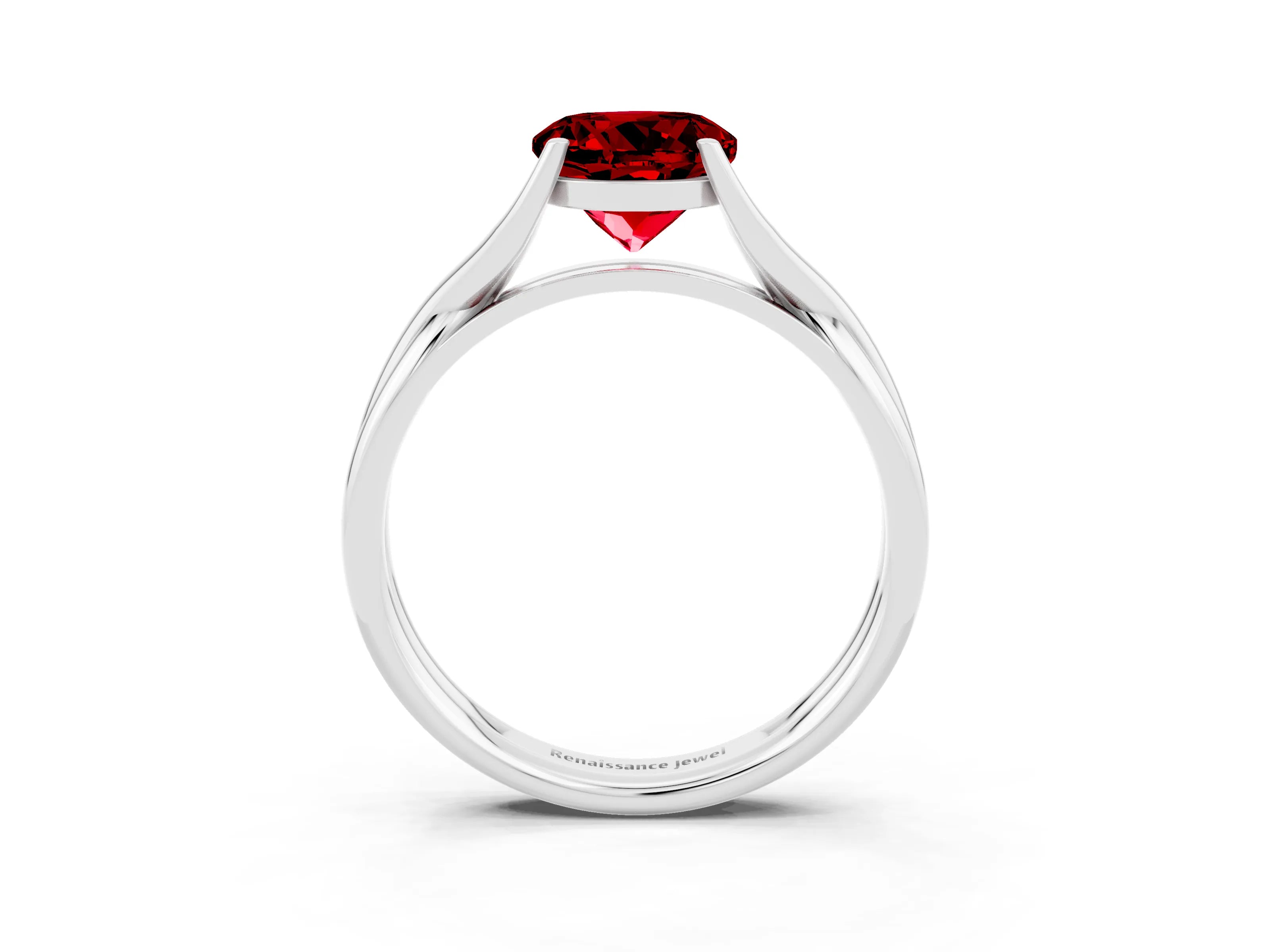 White gold Round Cut Ruby Solitaire Twist Band Prong Setting Ring_39