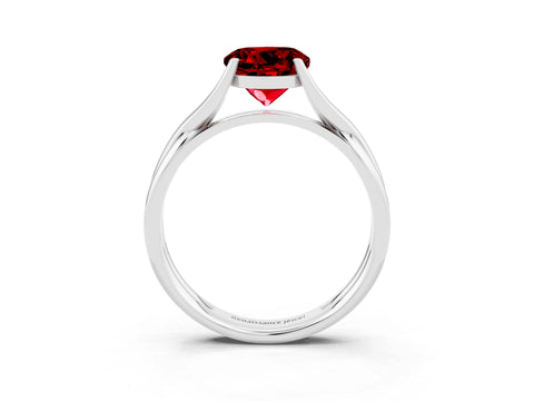 White gold Round Cut Ruby Solitaire Twist Band Prong Setting Ring_39