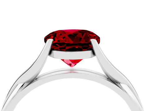 White gold Round Cut Ruby Solitaire Twist Band Prong Setting Ring_40